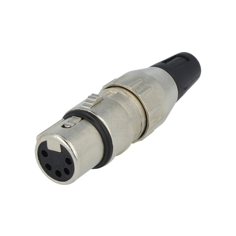 Mufă XLR mamă 5 pini lipire argintat 50V 7,5A | Electronic-mag.ro | Componente Electronice