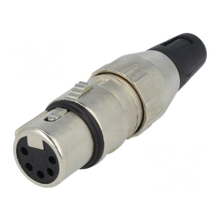 Mufă XLR mamă 5 pini lipire argintat 50V 7,5A | Electronic-mag.ro | Componente Electronice