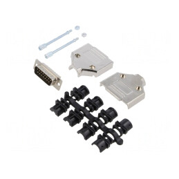 Mufă D-Sub 15 Pin Tată pe Cablu Drept pentru Lipire - Set Complet | Electronic-mag.ro | Componente Electronice