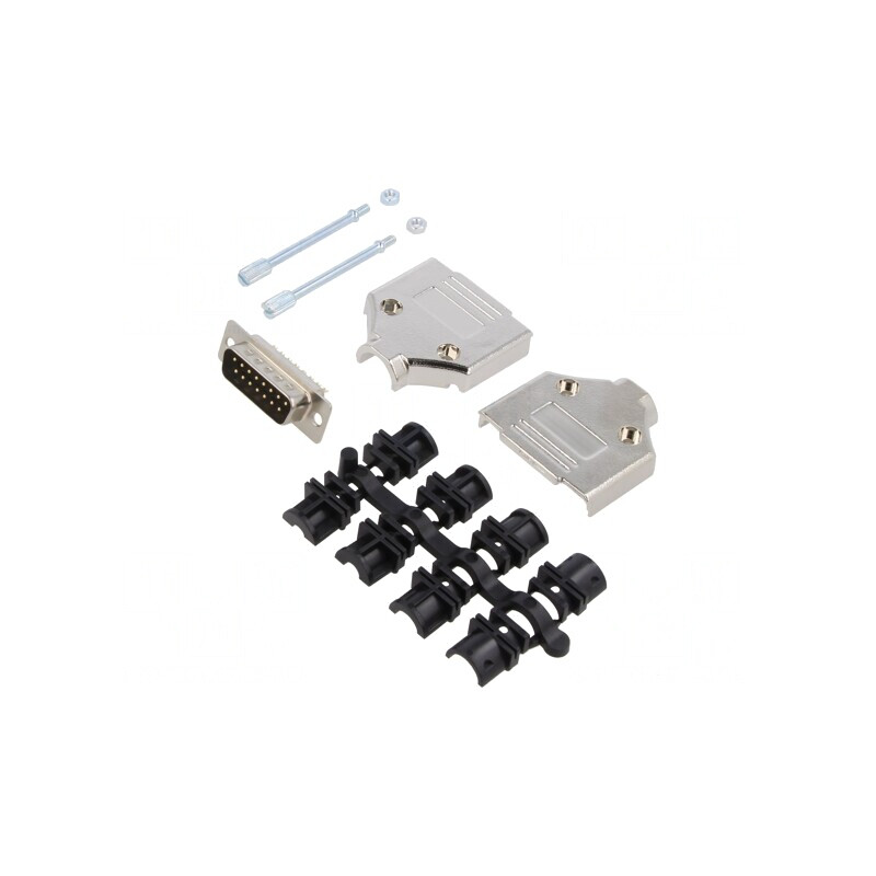 Mufă D-Sub 15 Pin Tată pe Cablu Drept pentru Lipire - Set Complet | Electronic-mag.ro | Componente Electronice