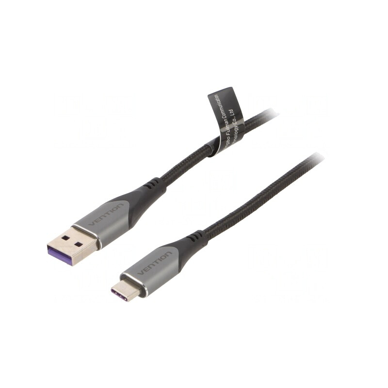 Cablu USB 2.0 USB A la USB C 2m Negru | Electronic-mag.ro | Componente Electronice