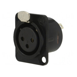 Soclu XLR Mamă 3 Pin cu Buton Negru 16A | Electronic-mag.ro | Componente Electronice