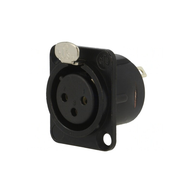 Soclu XLR Mamă 3 Pin cu Buton Negru 16A | Electronic-mag.ro | Componente Electronice