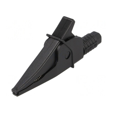 Bornă crocodil neagră 20A 39mm 1kV soclu 4mm | Electronic-mag.ro | Componente Electronice