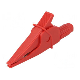 Bornă crocodil roșie 20A 39mm 1kV soclu 4mm | Electronic-mag.ro | Componente Electronice