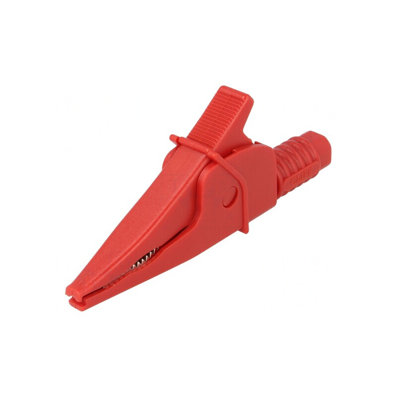 Bornă crocodil roșie 20A 39mm 1kV soclu 4mm | Electronic-mag.ro | Componente Electronice