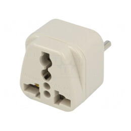 Adaptor Alb 2P PE 250VAC 10A Tip L 3 Pin | Electronic-mag.ro | Componente Electronice