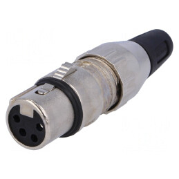Mufă XLR Mamă 4 Pin Argintată 50V 10A | Electronic-mag.ro | Componente Electronice