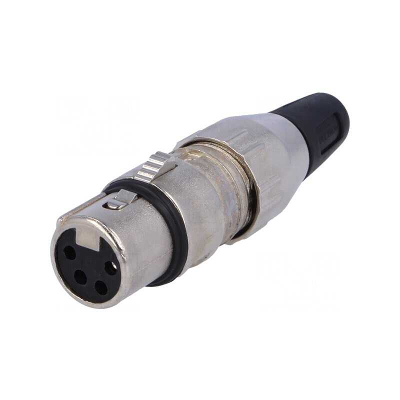 Mufă XLR Mamă 4 Pin Argintată 50V 10A | Electronic-mag.ro | Componente Electronice