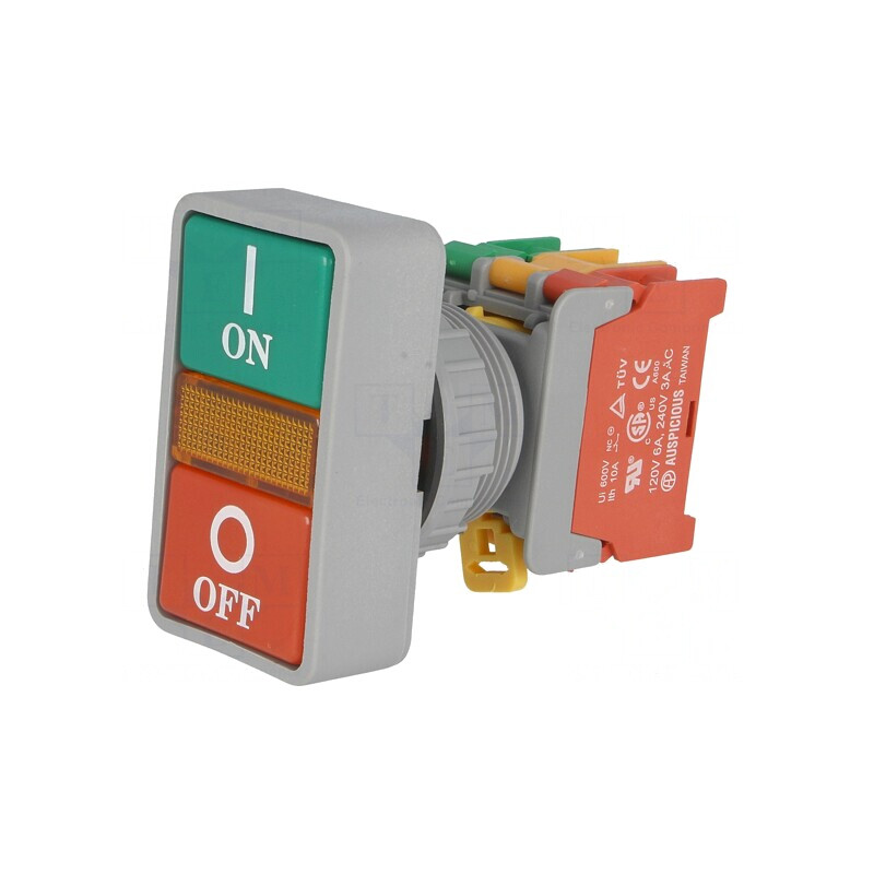 Comutator dublu 30mm roșu/verde IP65 | Electronic-mag.ro | Componente Electronice