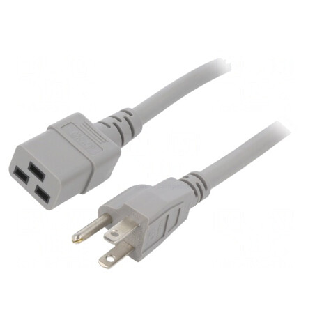 Cablu Alimentare 3x14AWG IEC C19 la NEMA 5-15, 1.5m, Gri | Electronic-mag.ro | Componente Electronice