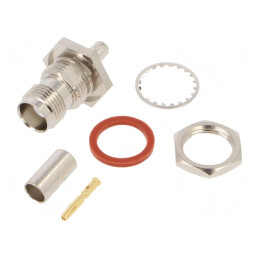 Soclu TNC Mamă Drept 50Ω Crimpat PTFE Aurit | Electronic-mag.ro | Componente Electronice