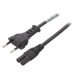 Cablu Alimentare 2m Negru 2x0,75mm2 CEE 7/16 la IEC C7 PVC | Electronic-mag.ro | Componente Electronice