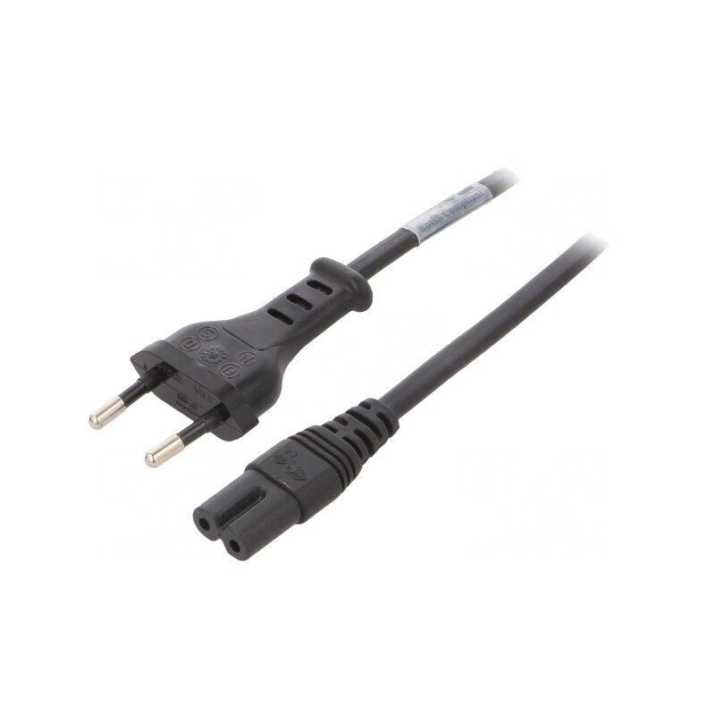 Cablu Alimentare 2m Negru 2x0,75mm2 CEE 7/16 la IEC C7 PVC | Electronic-mag.ro | Componente Electronice