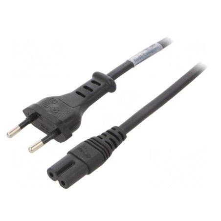 Cablu Alimentare 2m Negru 2x0,75mm2 CEE 7/16 la IEC C7 PVC | Electronic-mag.ro | Componente Electronice