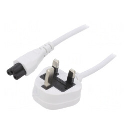 Cablu Alimentare 3m Alb 3x0,75mm2 BS 1363 la IEC C5 3A | Electronic-mag.ro | Componente Electronice