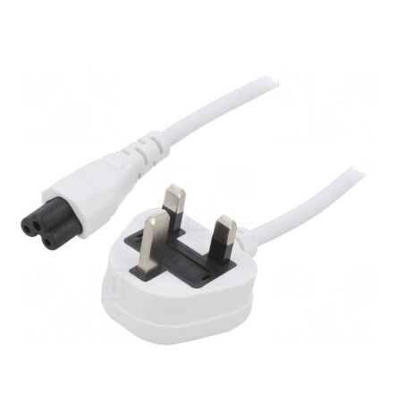 Cablu Alimentare 3m Alb 3x0,75mm2 BS 1363 la IEC C5 3A | Electronic-mag.ro | Componente Electronice