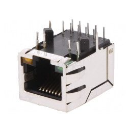 Soclu RJ45 Ecranat cu LED 8P8C THT | Electronic-mag.ro | Componente Electronice