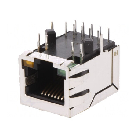 Soclu RJ45 Ecranat cu LED 8P8C THT | Electronic-mag.ro | Componente Electronice