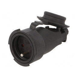 Conector Alimentare AC Mamă 250V 16A Negru | Electronic-mag.ro | Componente Electronice