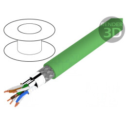 Cablu Ethernet Industrial S/FTP Cat6a PVC Verde 22AWG 4 Perechi