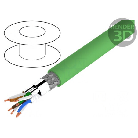 Cablu Ethernet Industrial S/FTP Cat6a PVC Verde 22AWG 4 Perechi | Electronic-mag.ro | Componente Electronice