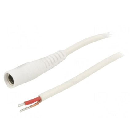 Cablu Alb 3m DC 5.5/2.1 Soclu Drept 1x1mm² | Electronic-mag.ro | Componente Electronice