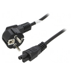Cablu Alimentare 3m Negru IEC C5 la CEE 7/7 Unghiular | Electronic-mag.ro | Componente Electronice