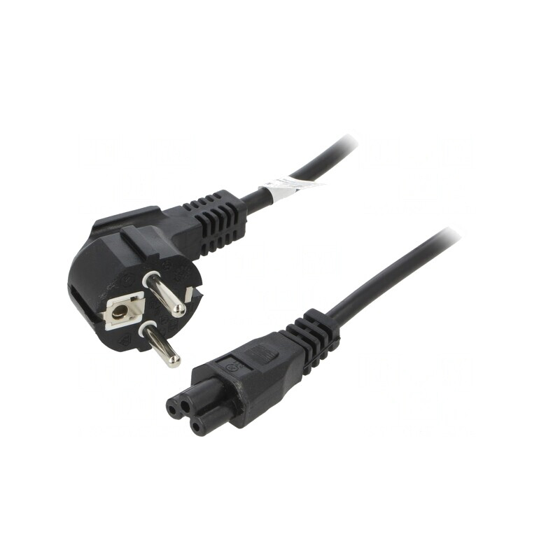 Cablu Alimentare 3m Negru IEC C5 la CEE 7/7 Unghiular | Electronic-mag.ro | Componente Electronice