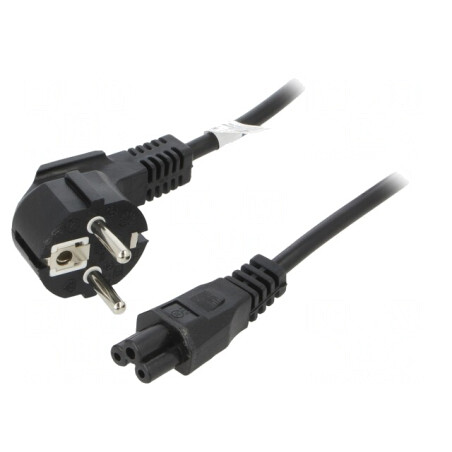 Cablu Alimentare 3m Negru IEC C5 la CEE 7/7 Unghiular | Electronic-mag.ro | Componente Electronice