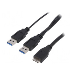Cablu USB 3.0 Dual USB A la Micro B 1m Nichelat | Electronic-mag.ro | Componente Electronice