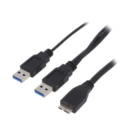 Cablu USB 3.0 Dual USB A la Micro B 1m Nichelat | Electronic-mag.ro | Componente Electronice