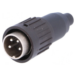 Mufă DIN 4 PIN dreptă pe cablu 300V 5A argintată | Electronic-mag.ro | Componente Electronice