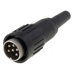 Mufă DIN 6 pini drept pe cablu argintat 300V 5A | Electronic-mag.ro | Componente Electronice