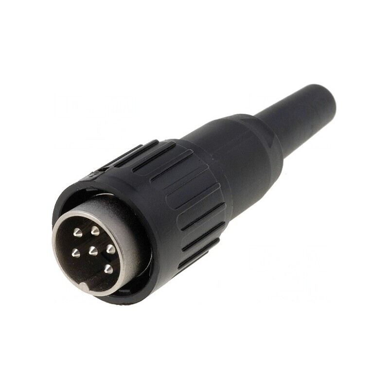 Mufă DIN 6 pini drept pe cablu argintat 300V 5A | Electronic-mag.ro | Componente Electronice