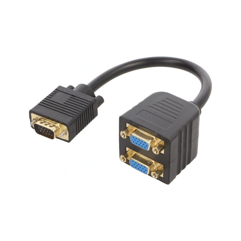 Cablu Negru D-Sub 15pin HD 0,2m Cu Două Socluri | Electronic-mag.ro | Componente Electronice