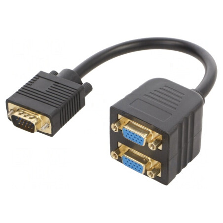 Cablu Negru D-Sub 15pin HD 0,2m Cu Două Socluri | Electronic-mag.ro | Componente Electronice