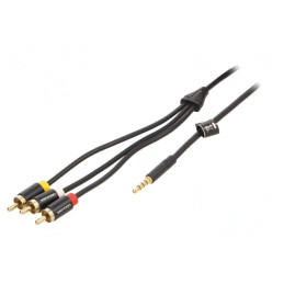 Cablu Jack 3,5mm la RCA x3 2m Aurit Negru PVC | Electronic-mag.ro | Componente Electronice