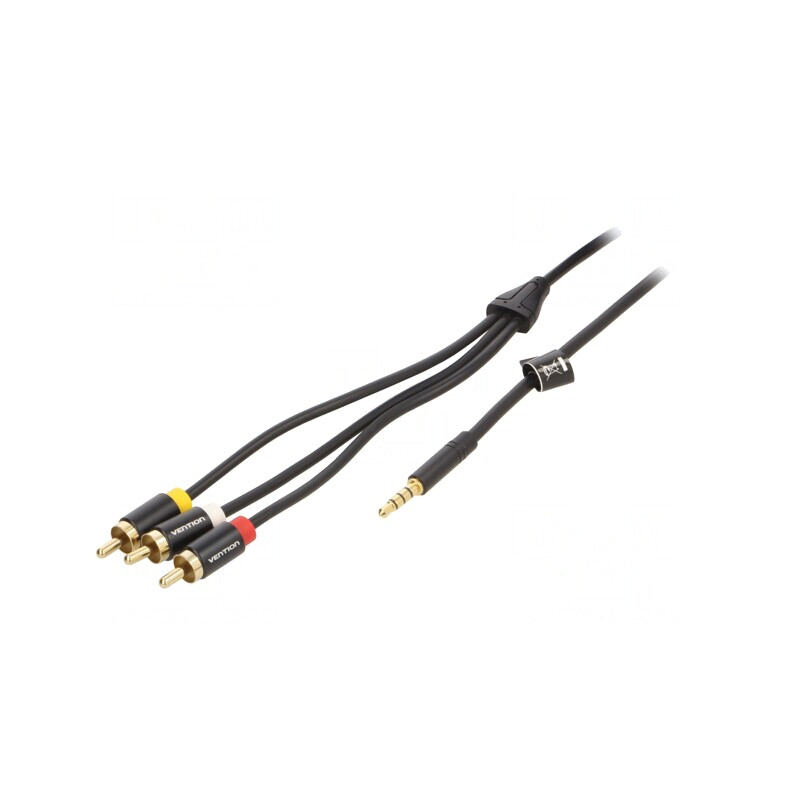 Cablu Jack 3,5mm la RCA x3 2m Aurit Negru PVC | Electronic-mag.ro | Componente Electronice