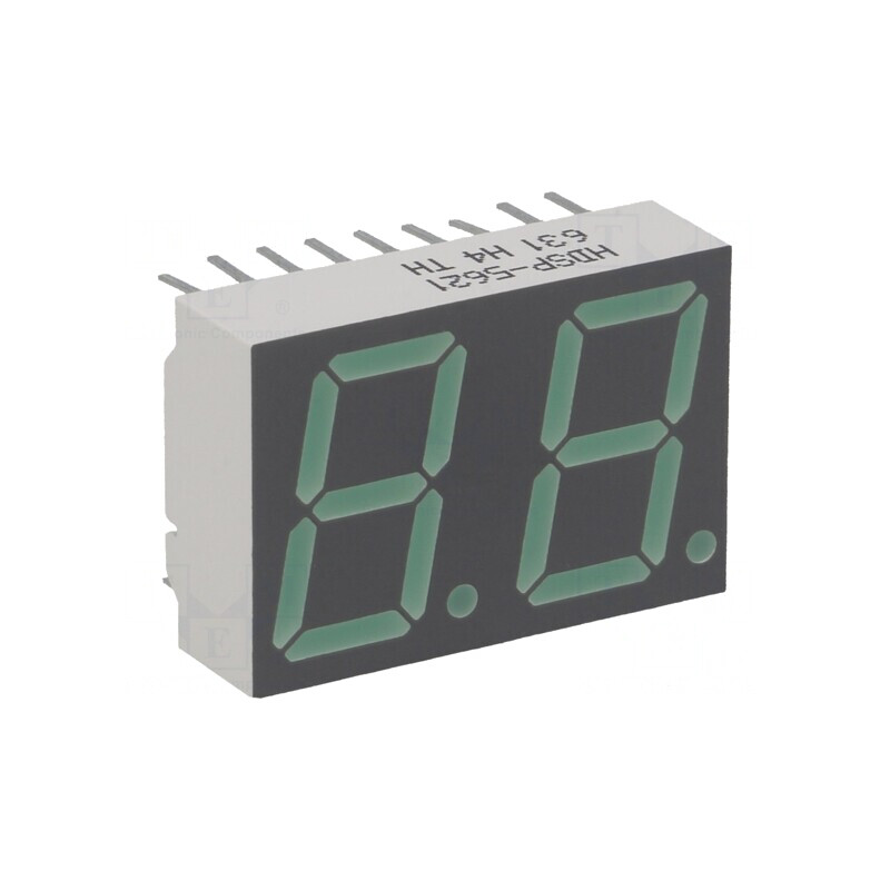 Afișaj LED 7 Segmente 0,56" 2 Digits Verde | Electronic-mag.ro | Componente Electronice