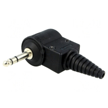 Mufă Jack 6,3mm Stereo 90° Jumbo 15mm