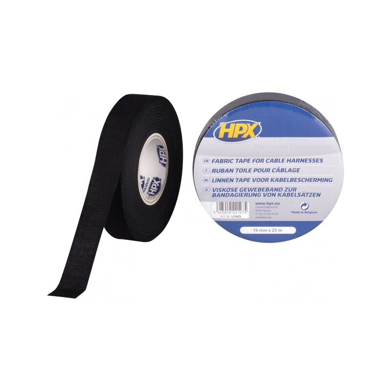 Bandă Textilă Neagră 19mm x 25m | Electronic-mag.ro | Componente Electronice