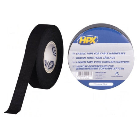Bandă Textilă Neagră 19mm x 25m | Electronic-mag.ro | Componente Electronice