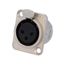 Soclu XLR mamă 3 pini montare pe panou | Electronic-mag.ro | Componente Electronice