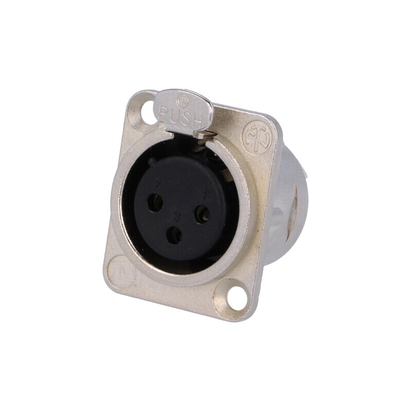 Soclu XLR mamă 3 pini montare pe panou | Electronic-mag.ro | Componente Electronice
