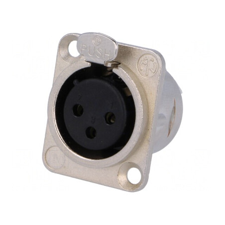Soclu XLR mamă 3 pini montare pe panou | Electronic-mag.ro | Componente Electronice