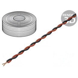 Cablu 10m 2x0,04mm2 Cu PVC Negru/Roșu 60V