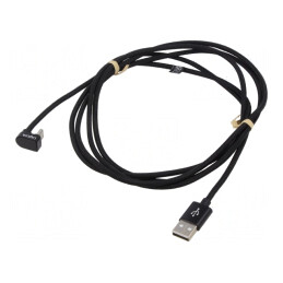 Cablu USB-C la USB-C unghi 2m negru 60W 3A | Electronic-mag.ro | Componente Electronice