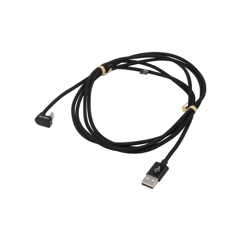 Cablu USB-C la USB-C unghi 2m negru 60W 3A | Electronic-mag.ro | Componente Electronice