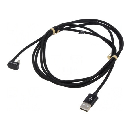 Cablu USB-C la USB-C unghi 2m negru 60W 3A | Electronic-mag.ro | Componente Electronice